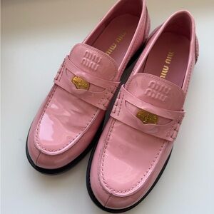 Miu Miu Pink Penny Loafers